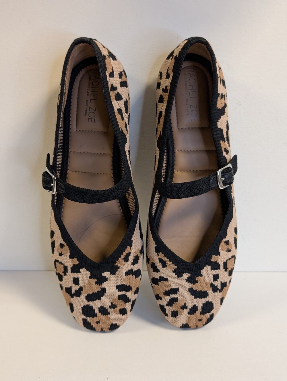Rachel Zoe Saylor Leopard Print Knit Mary Jane Flats Size 8M - Picture 14 of 15